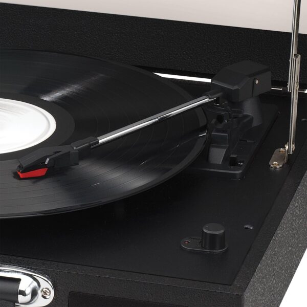 Jensen JTA-410-BLK Portable 3-Speed Stereo Turntable with Built-In Speakers (Black) - Pickup Only - Image 3